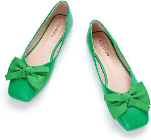 C.Paravano Women's Flats | Square Toe Shoes for Women | Leather Flat Shoes for Women | Slip On Ballet Flats