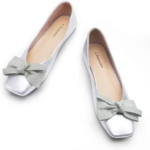 C.Paravano Women's Flats | Square Toe Shoes for Women | Leather Flat Shoes for Women | Slip On Ballet Flats