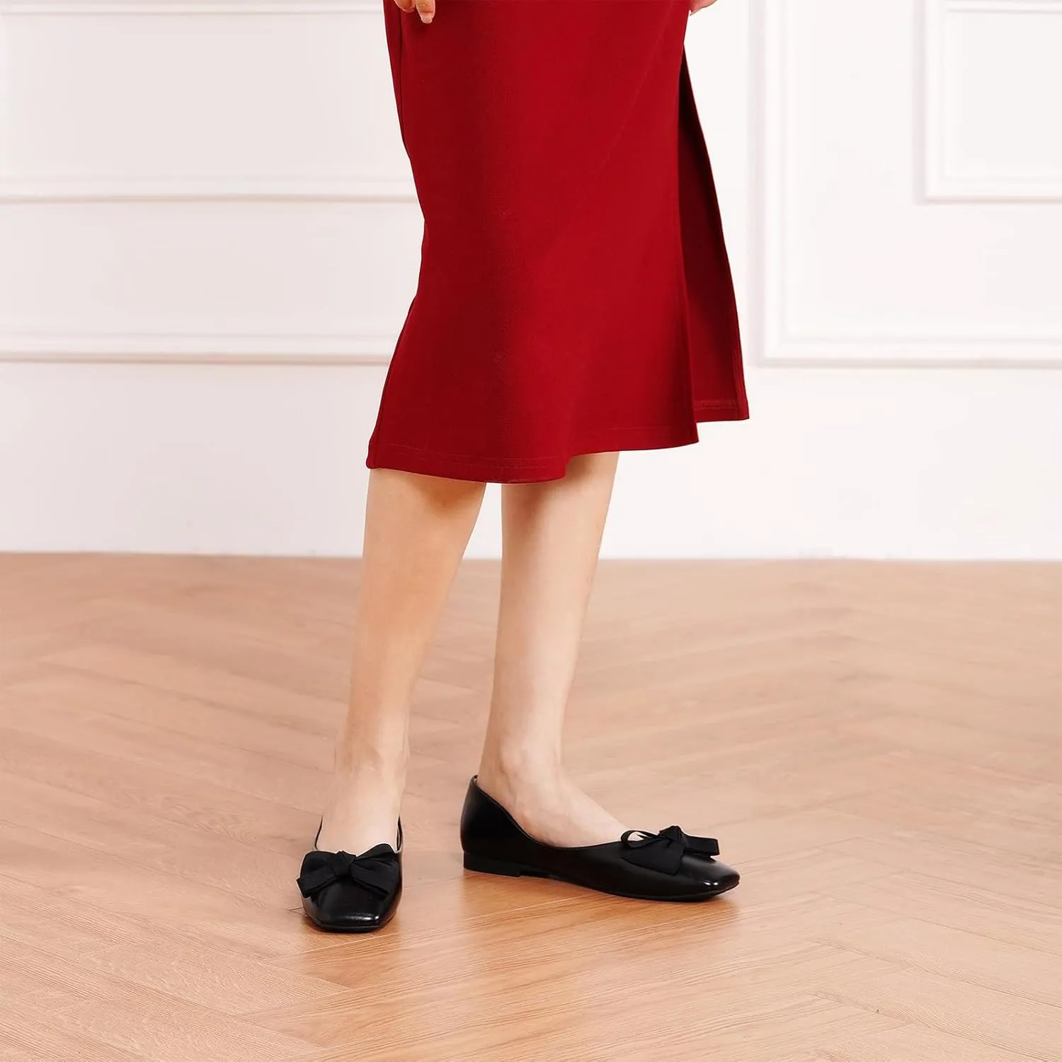 C.Paravano Women's Flats | Square Toe Shoes for Women | Leather Flat Shoes for Women | Slip On Ballet Flats