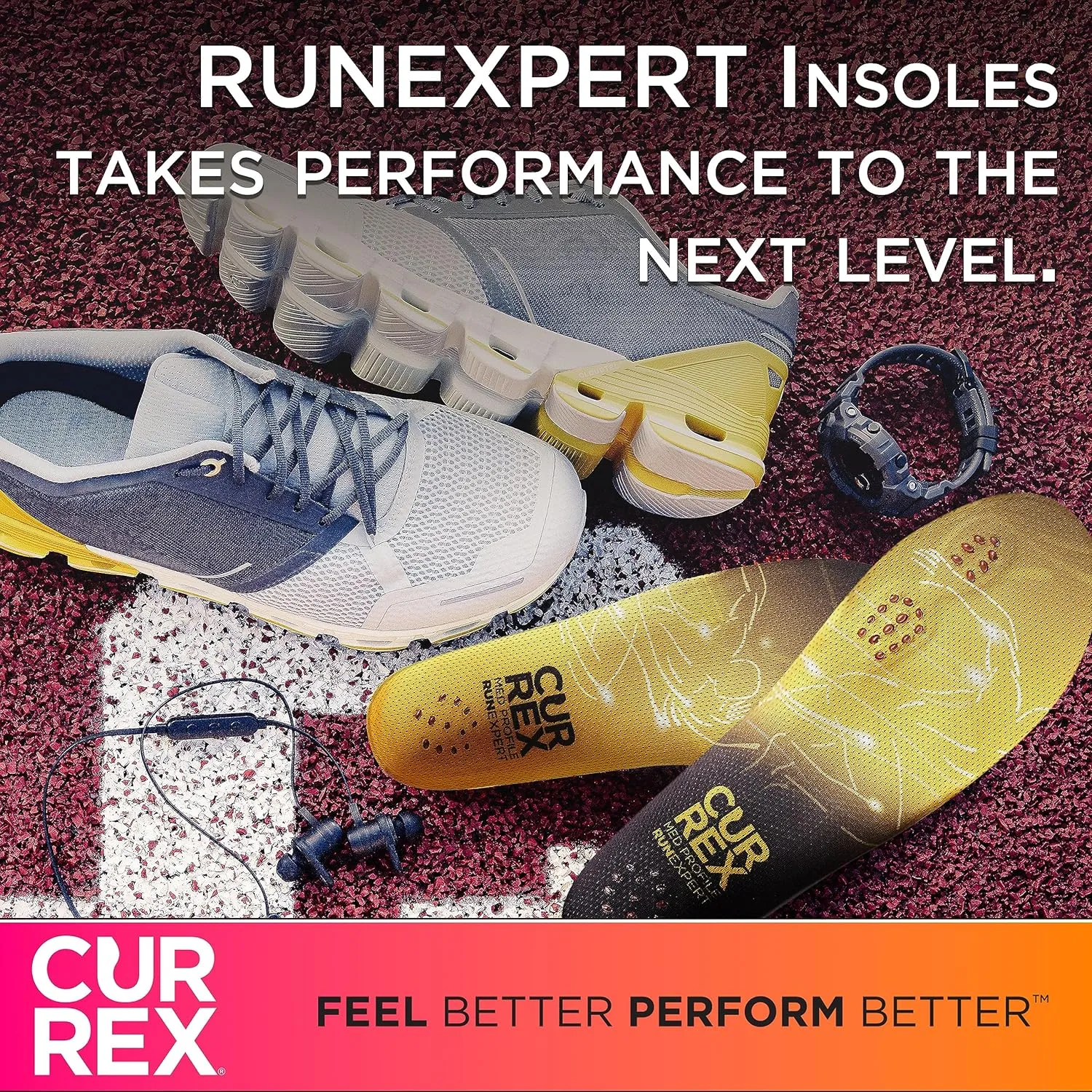 CURREX RUNEXPERT - Running Insole for Expert Runners, Increase Performance, Comfort & Airflow, Improve Heel and Foot Strike, Shock Absorbing Inserts for Marathon and Trail Running, Men and Women
