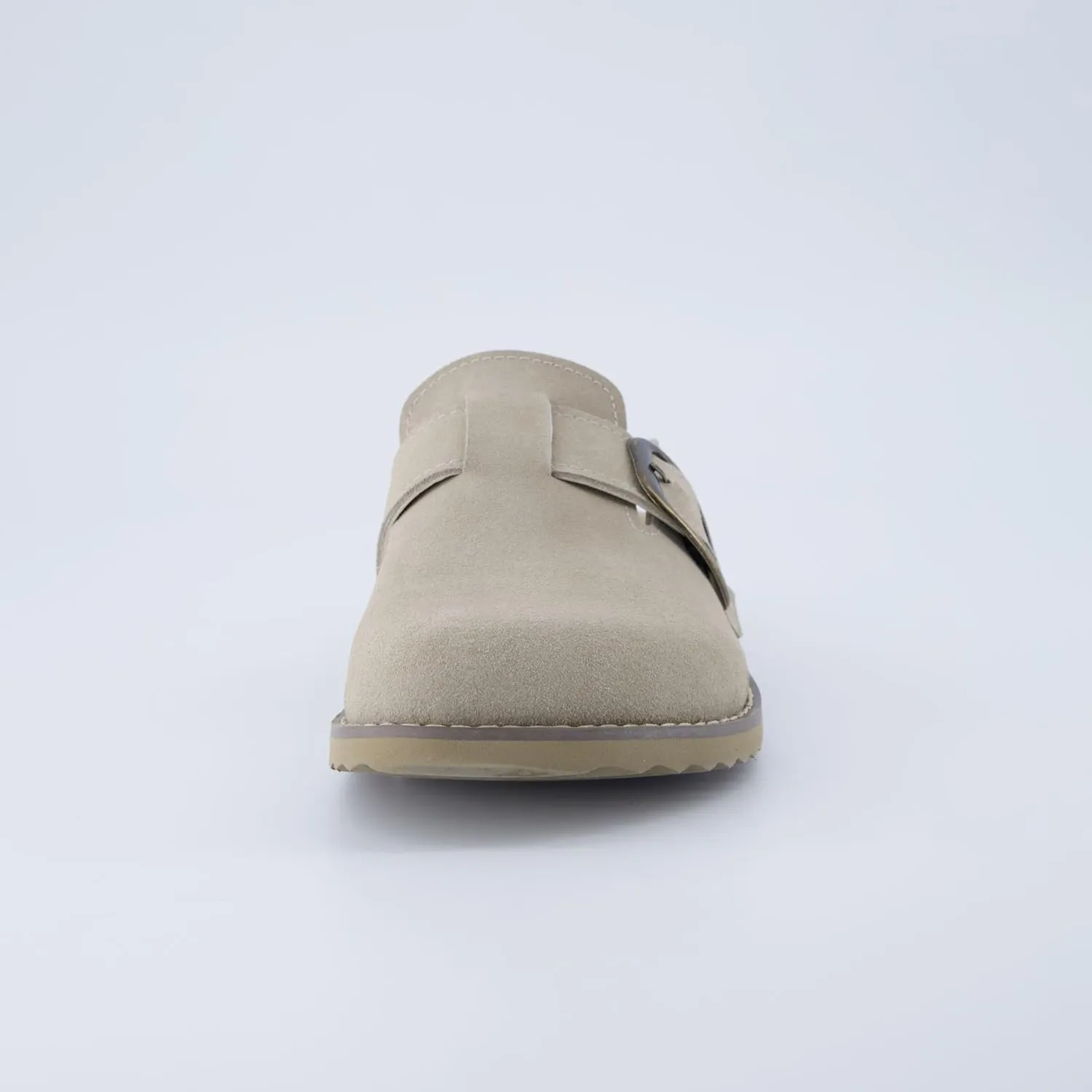 CUSHIONAIRE Women's Blain Genuine Suede Slip-On Clogs with   Memory Foam & Chic Buckle Mule - Comfortable, Non-Slip, Wide Widths Available
