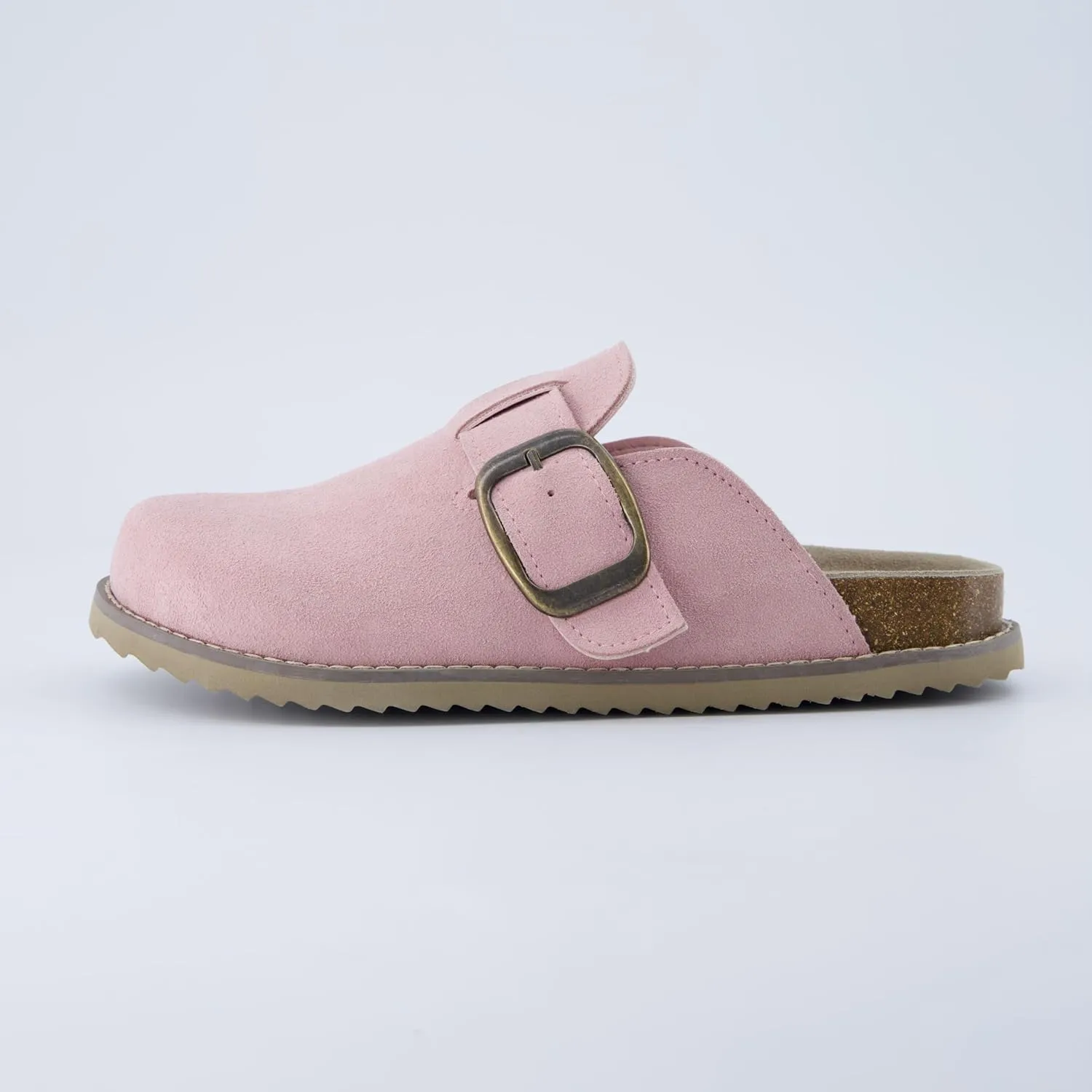 CUSHIONAIRE Women's Blain Genuine Suede Slip-On Clogs with   Memory Foam & Chic Buckle Mule - Comfortable, Non-Slip, Wide Widths Available