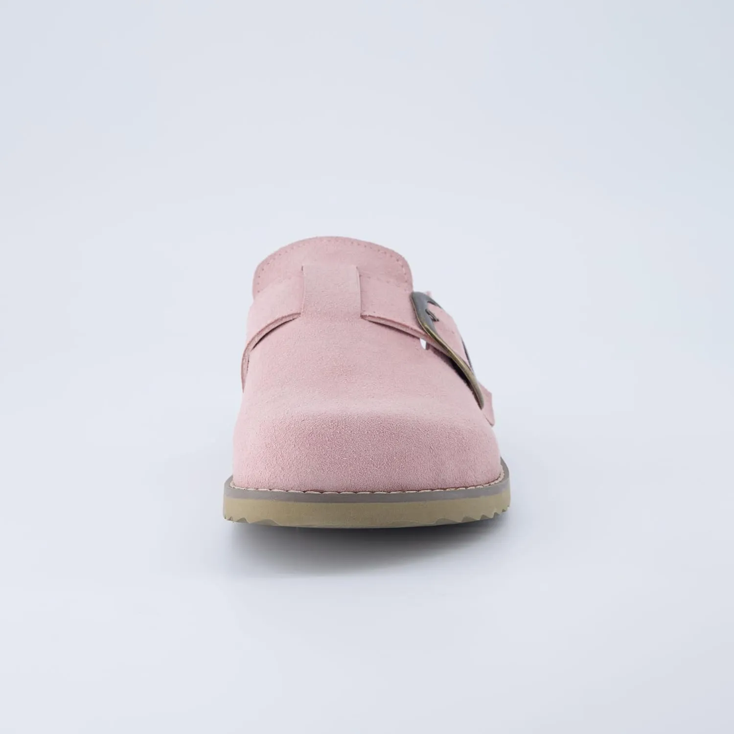 CUSHIONAIRE Women's Blain Genuine Suede Slip-On Clogs with   Memory Foam & Chic Buckle Mule - Comfortable, Non-Slip, Wide Widths Available