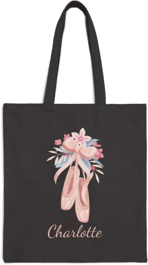 Custom Girls Pink Dancing Shoes Tote Bag, Ballet Dance Shoes Bag for Little Dancers, Kids Woman Fashion Accessory, 15" x 16"