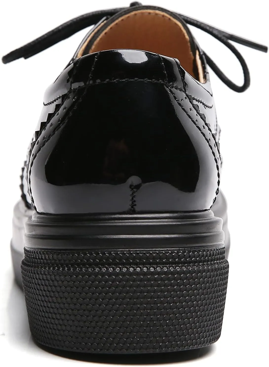 DADAWEN Women's Platform Lace-Up Comfort Wingtips Square Toe Oxford Shoes Brogues