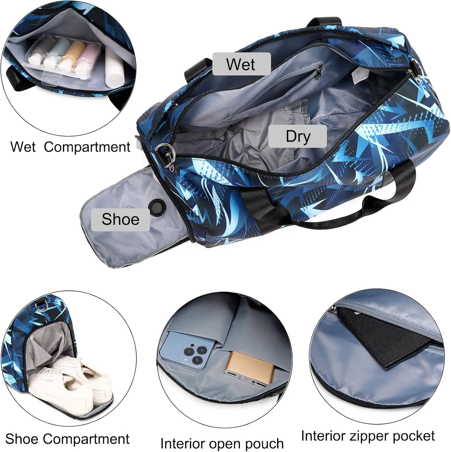 Dance Bag for Boy and Girls Duffle Gymnastics Gym Overnight Travel Sports Ballet Weekender Sleepover Carry On Bag with Shoe Compartments Water Resistant