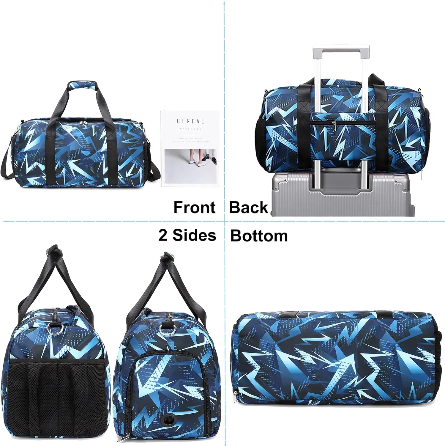 Dance Bag for Boy and Girls Duffle Gymnastics Gym Overnight Travel Sports Ballet Weekender Sleepover Carry On Bag with Shoe Compartments Water Resistant
