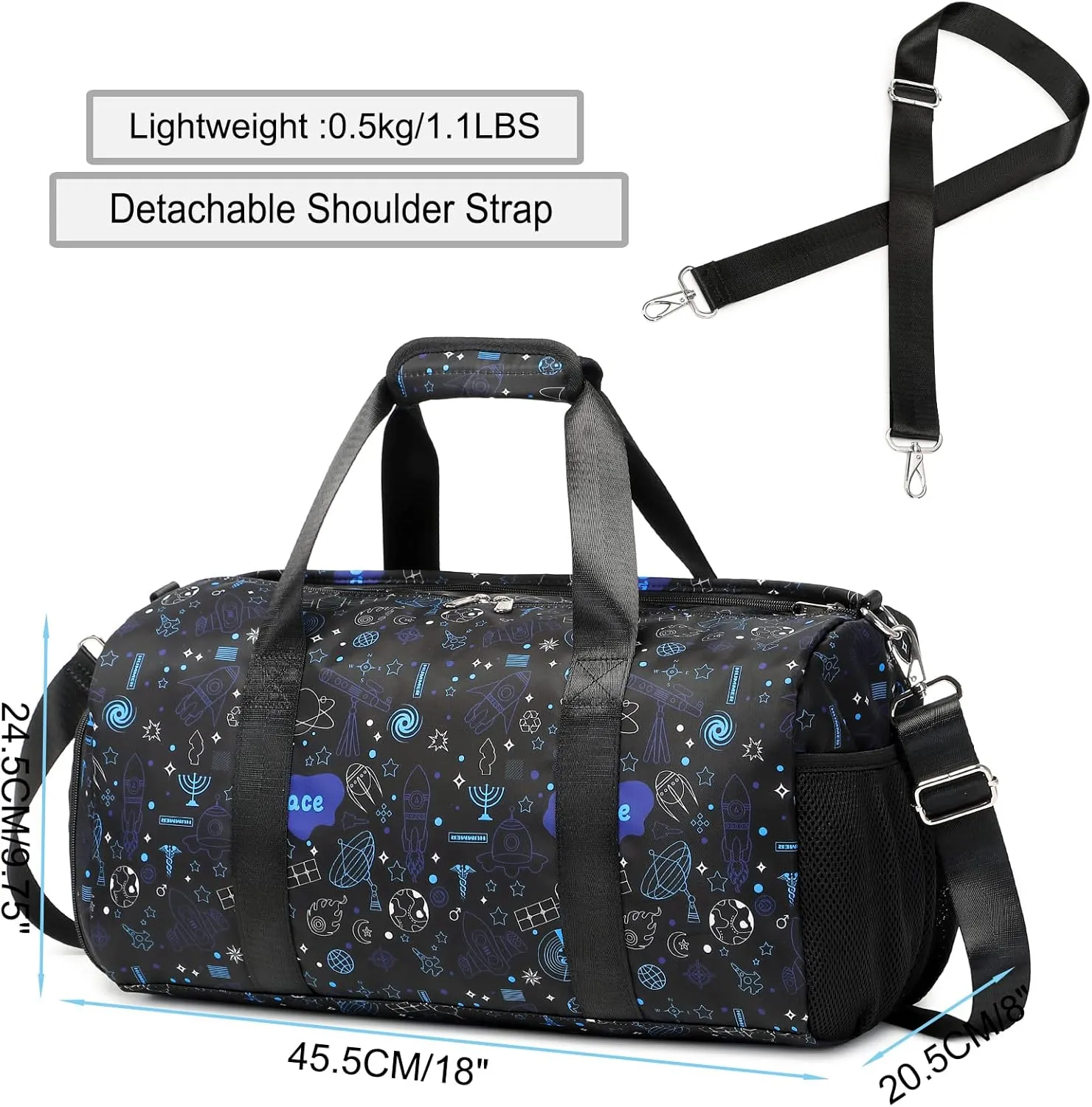 Dance Bags for Teens - Duffle Overnight Sports Gymnastics Gym Weekender Travel Carry On Bag with Shoe Compartment for Teen Boys