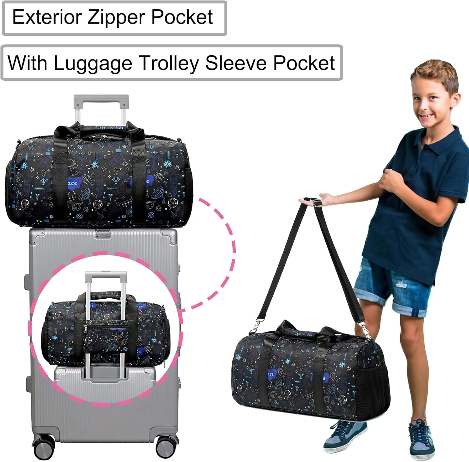 Dance Bags for Teens - Duffle Overnight Sports Gymnastics Gym Weekender Travel Carry On Bag with Shoe Compartment for Teen Boys