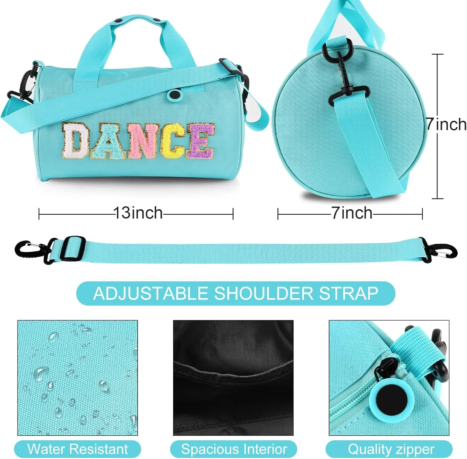 Dance Ballet Bag for Girls Sport Gym Duffle Bags Overnight Travel Bags Fun Dance Workout Duffel Bag Toddler Kid Cute Bag for Dancers, Girls, Teens, Student Athletes (Bule)