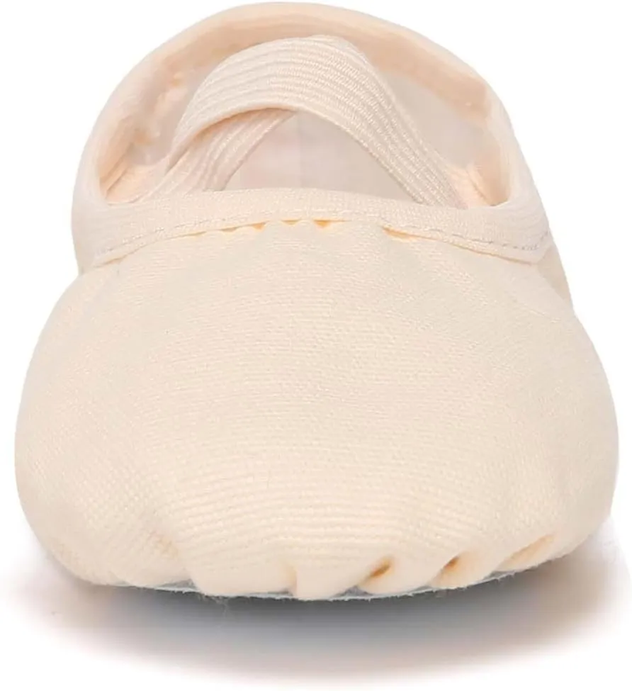 Danzcue Ballet Shoes for Girls-Soft Canvas/PU Leather Dance Slippers with Non-Slip Soles, Ideal Ballet Flats for Toddlers and Kids