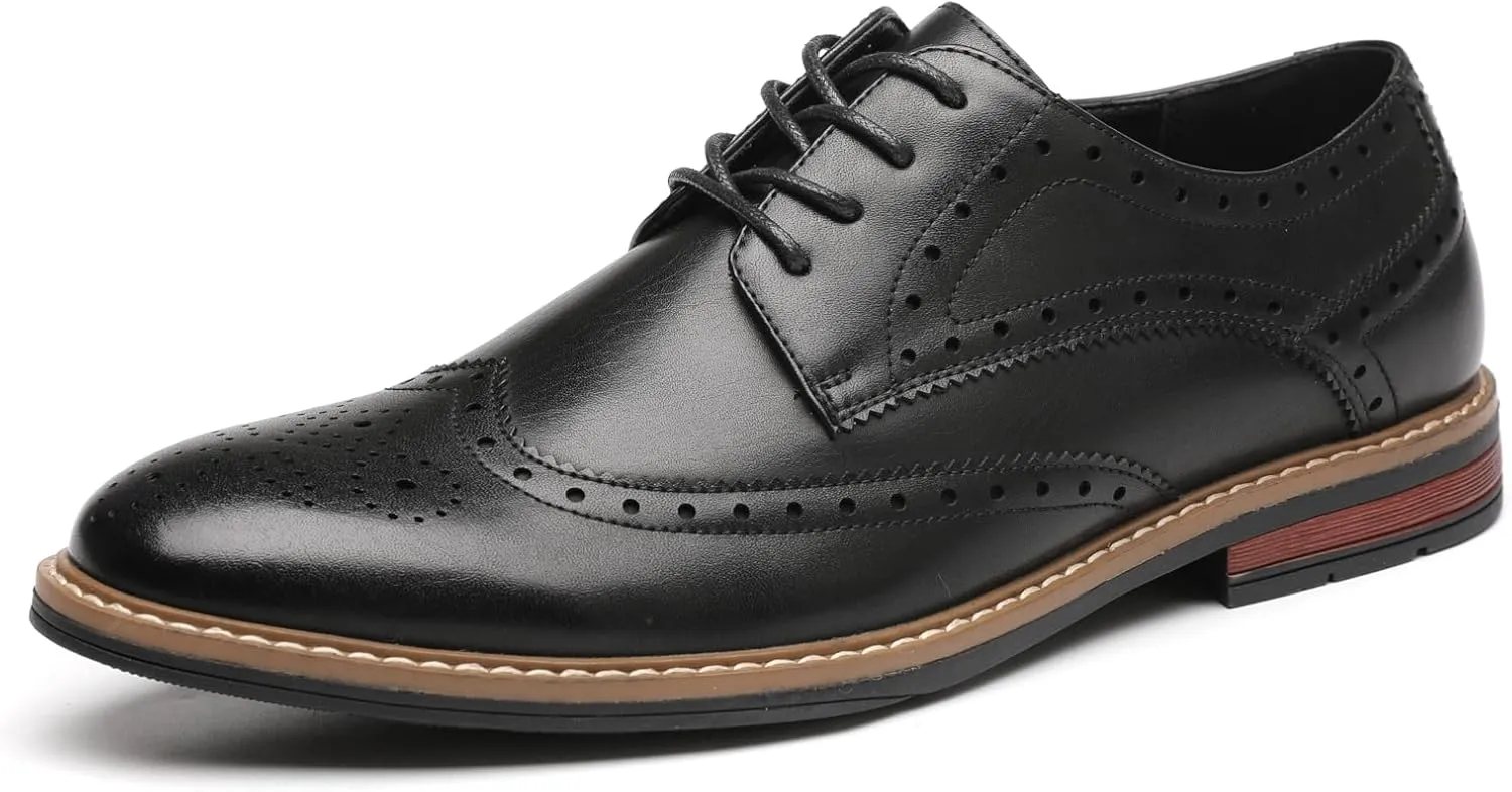 DECARSDZ Mens Classic Oxford Wingtip Modern Formal Lace Up Dress Shoes Wedding Shoe