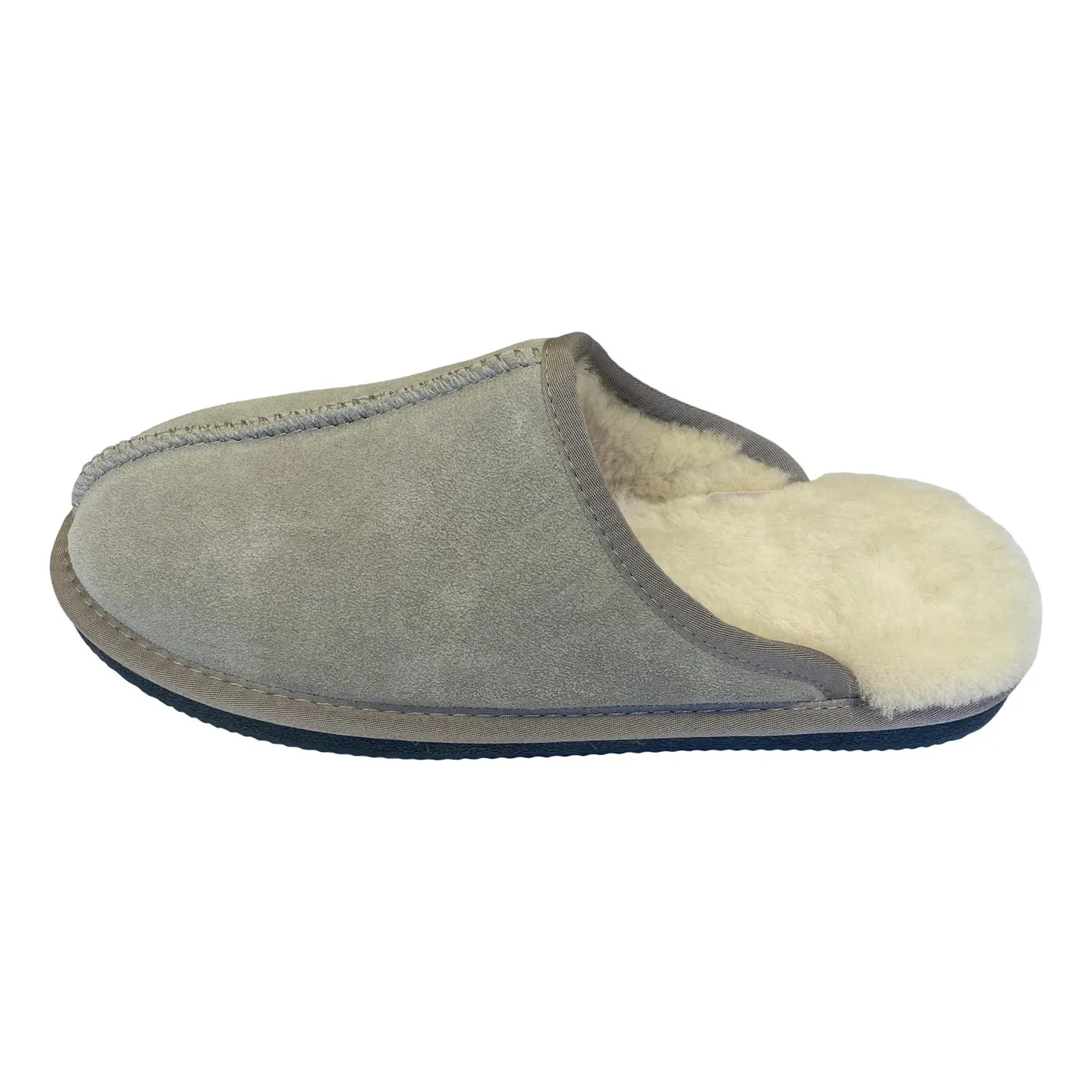 Deluxe Mens 'Michael' Sheepskin Slipper Mule - Light Grey