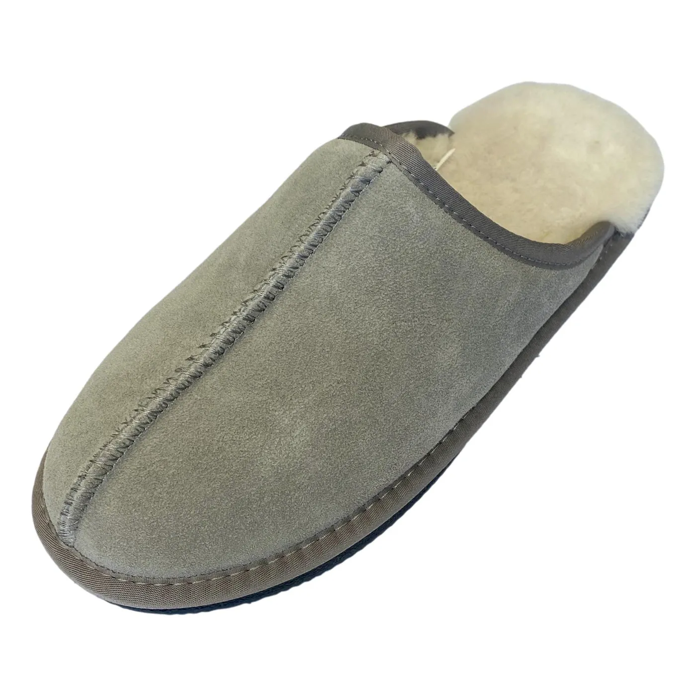 Deluxe Mens 'Michael' Sheepskin Slipper Mule - Light Grey