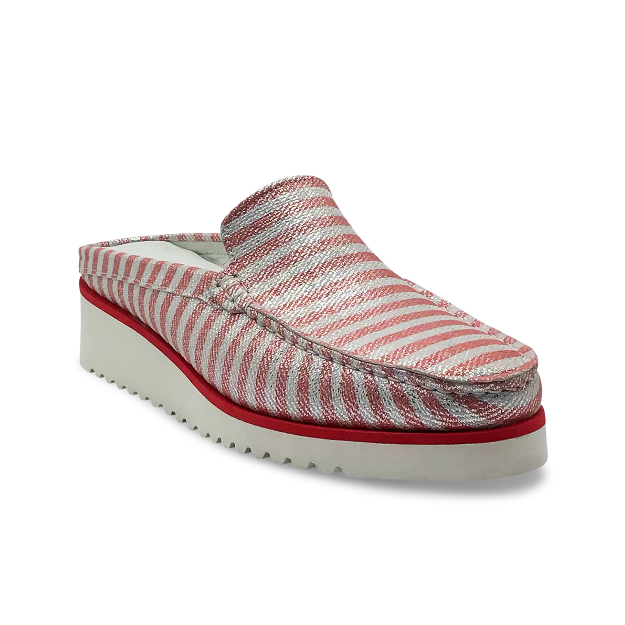 DI CHENZO Women's A-952 Red Stripes Soft Metallic Leather