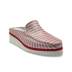DI CHENZO Women's A-952 Red Stripes Soft Metallic Leather