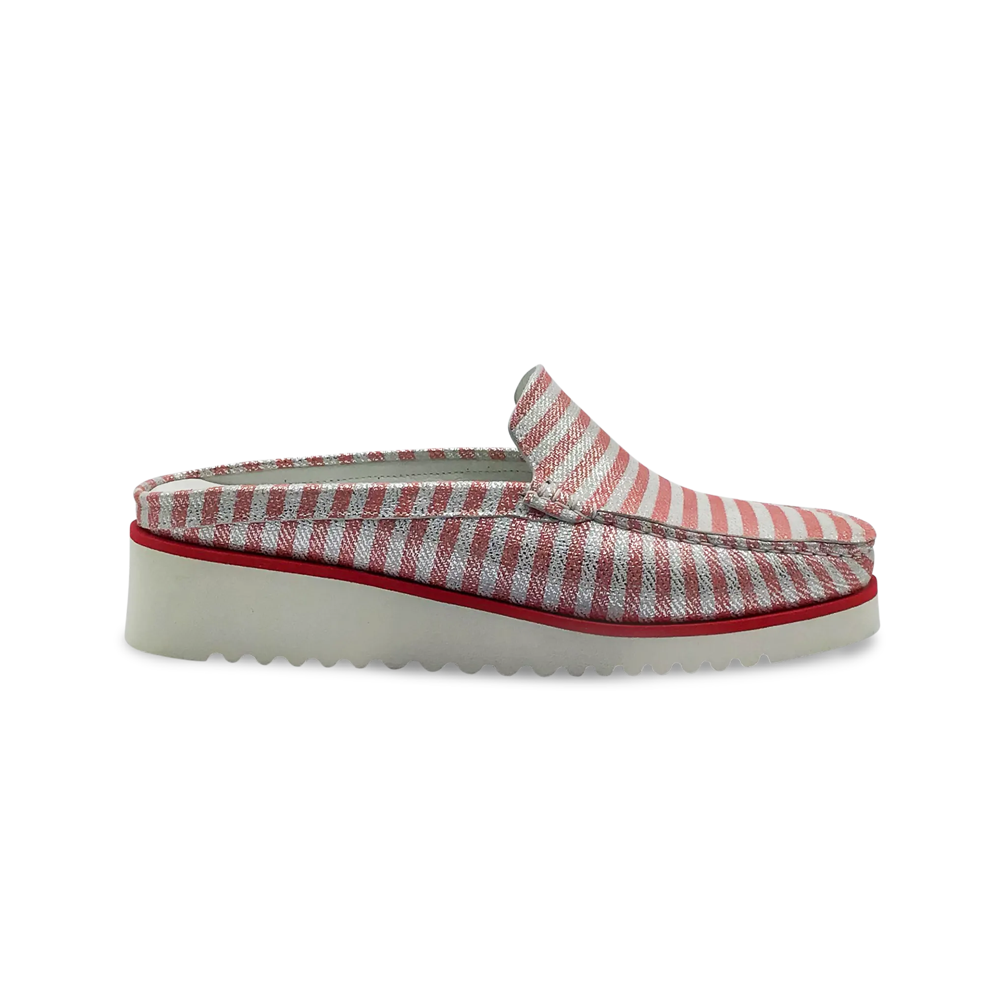 DI CHENZO Women's A-952 Red Stripes Soft Metallic Leather