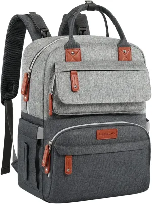 Diaper Backpack,Roomy Baby nappy bag with Insulated Pockets and Stroller Straps for boy and girl, Large diaper backpack gift for dad and mom for work travel and holiday, Gray