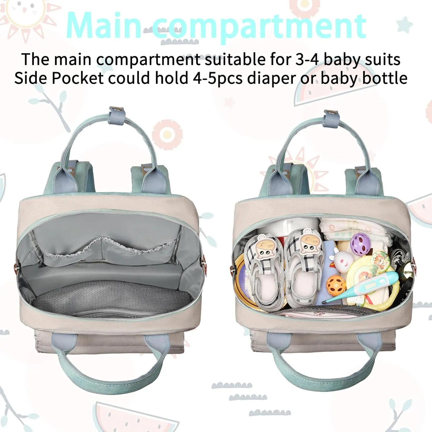 Diaper Bag Backpack, Baby Diaper Bag for Girls Boys, Multipurpose Baby Backpack for Women, Large Baby Essentials Travel Bag with Insulated Pockets and Stroller Straps