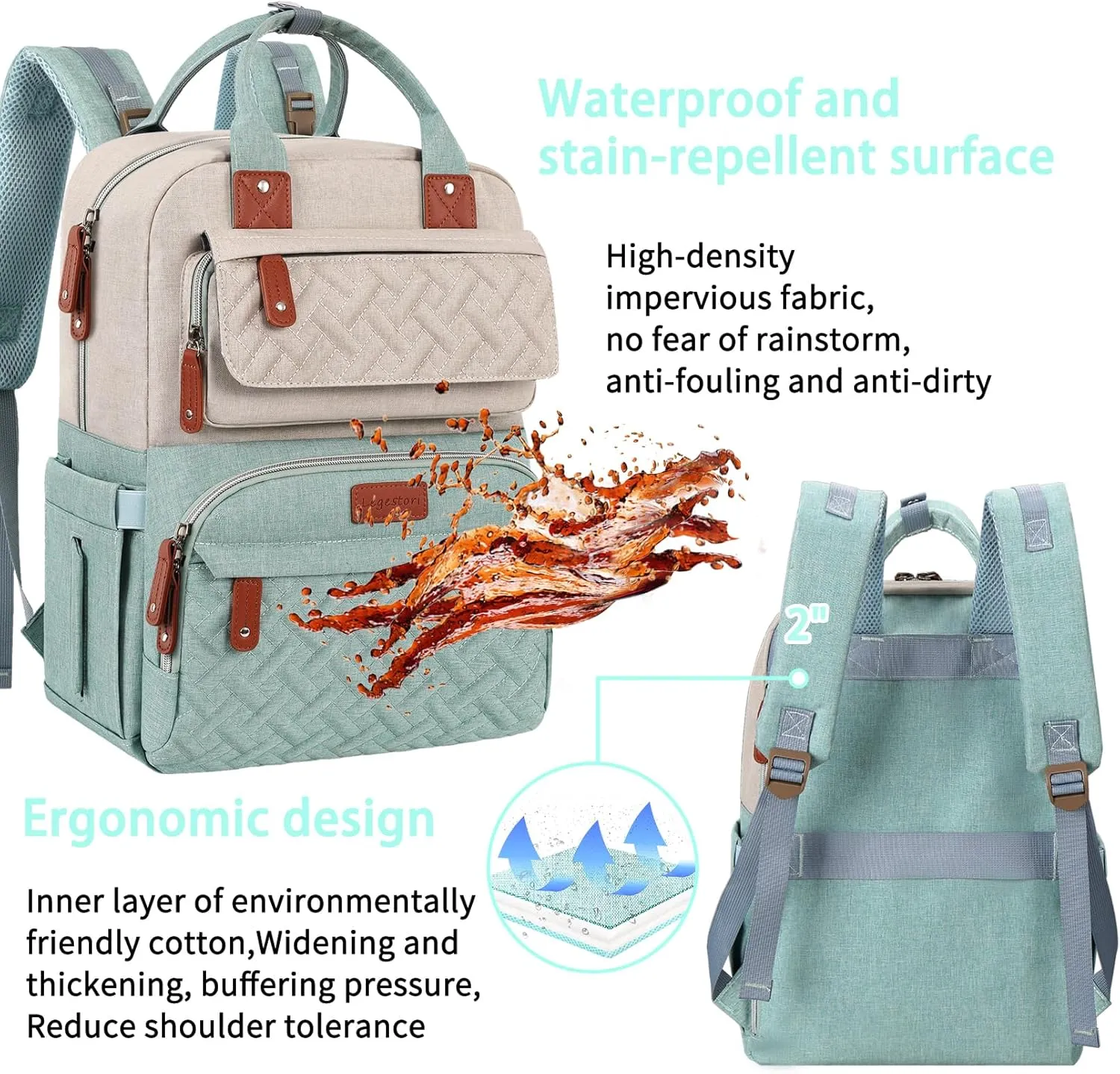 Diaper Bag Backpack, Baby Diaper Bag for Girls Boys, Multipurpose Baby Backpack for Women, Large Baby Essentials Travel Bag with Insulated Pockets and Stroller Straps