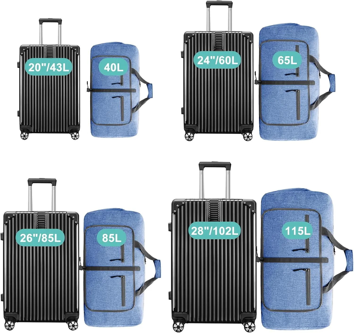 Dimayar 115L Travel Duffle Bag for Men Women - Foldable Duffel Bag with Shoes Compartment - Overnight Bags Waterproof & Tear Resistant(Blue)