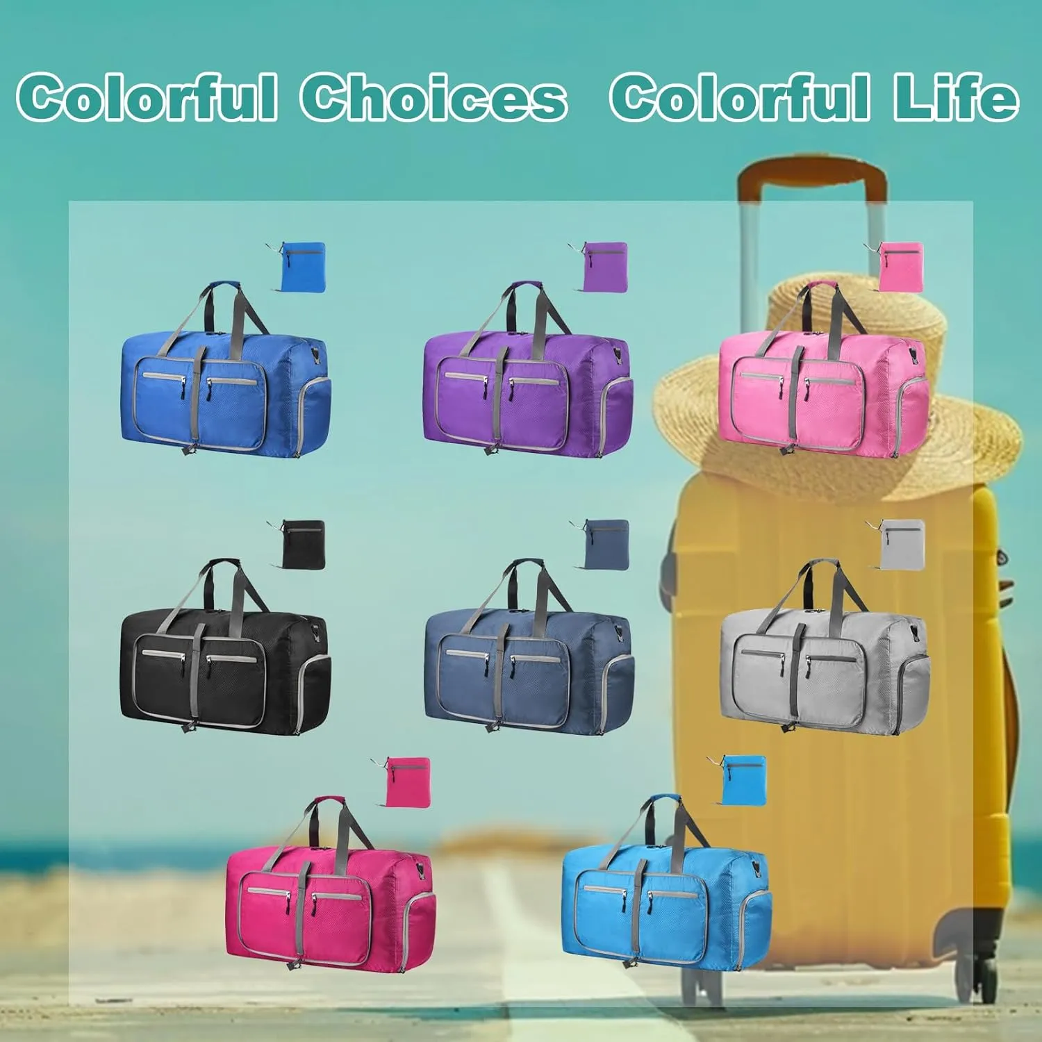 Dimayar 115L Travel Duffle Bag for Men Women - Foldable Duffel Bag with Shoes Compartment - Overnight Bags Waterproof & Tear Resistant(Blue)