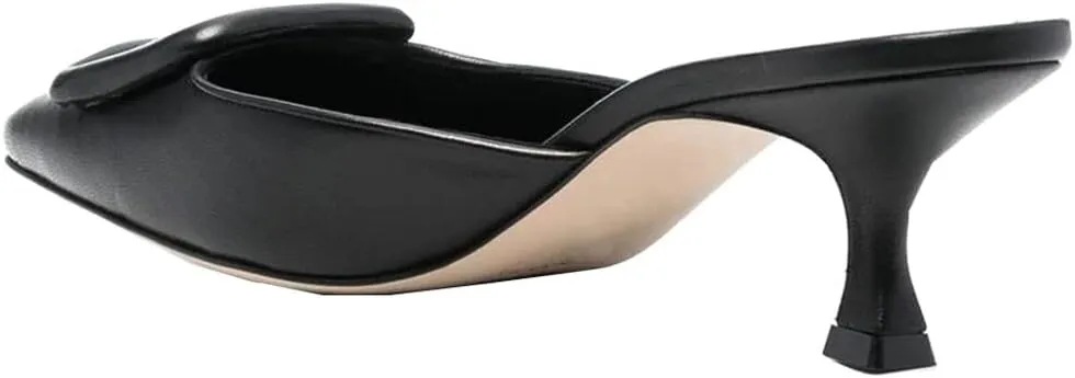 Divanne Heeled Mules for Women, Pointed Toe Slingback Pumps Buckle Kitten Heels Mules Slides Backless Dress Sandals