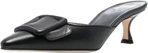 Divanne Heeled Mules for Women, Pointed Toe Slingback Pumps Buckle Kitten Heels Mules Slides Backless Dress Sandals