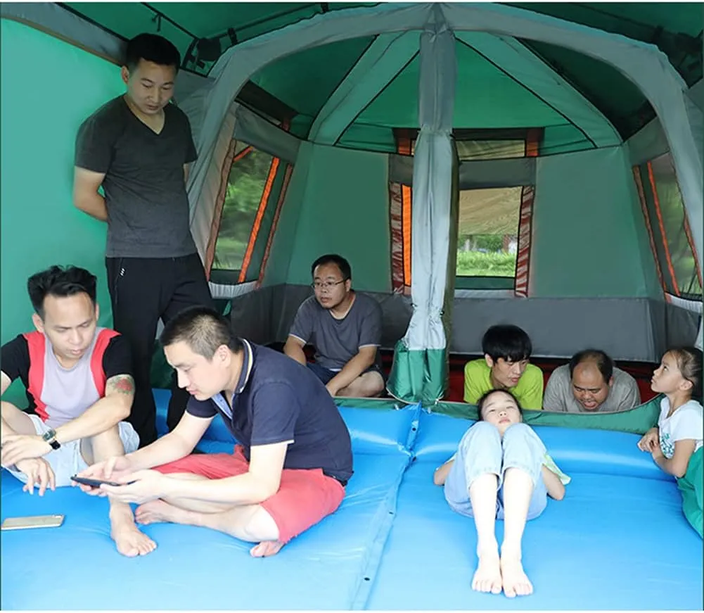 Dome Tent with Porch Automatic Pop Up Tent Sun Shelter Easy Set Up Double Layer Family Camping Tents with Carrying Bag for Outdoor Camping, Fishing, BBQ, 5, Green