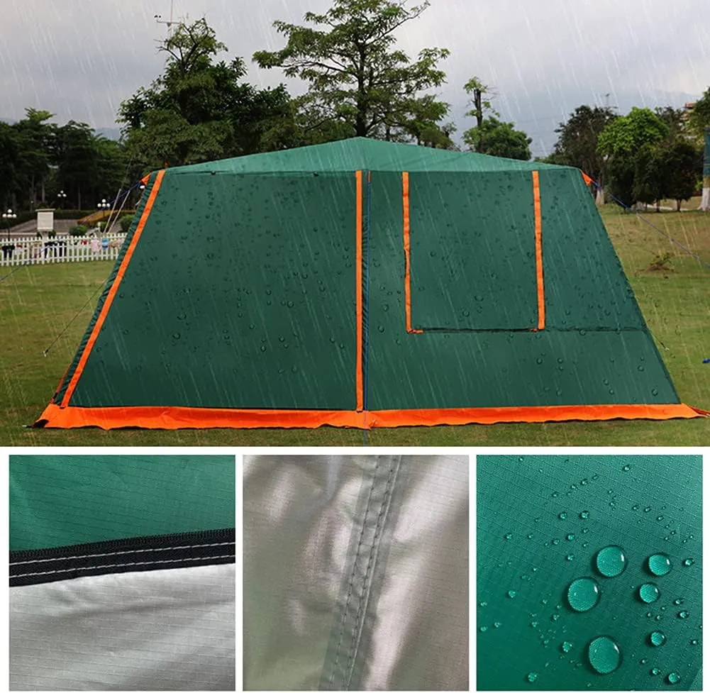 Dome Tent with Porch Automatic Pop Up Tent Sun Shelter Easy Set Up Double Layer Family Camping Tents with Carrying Bag for Outdoor Camping, Fishing, BBQ, 5, Green