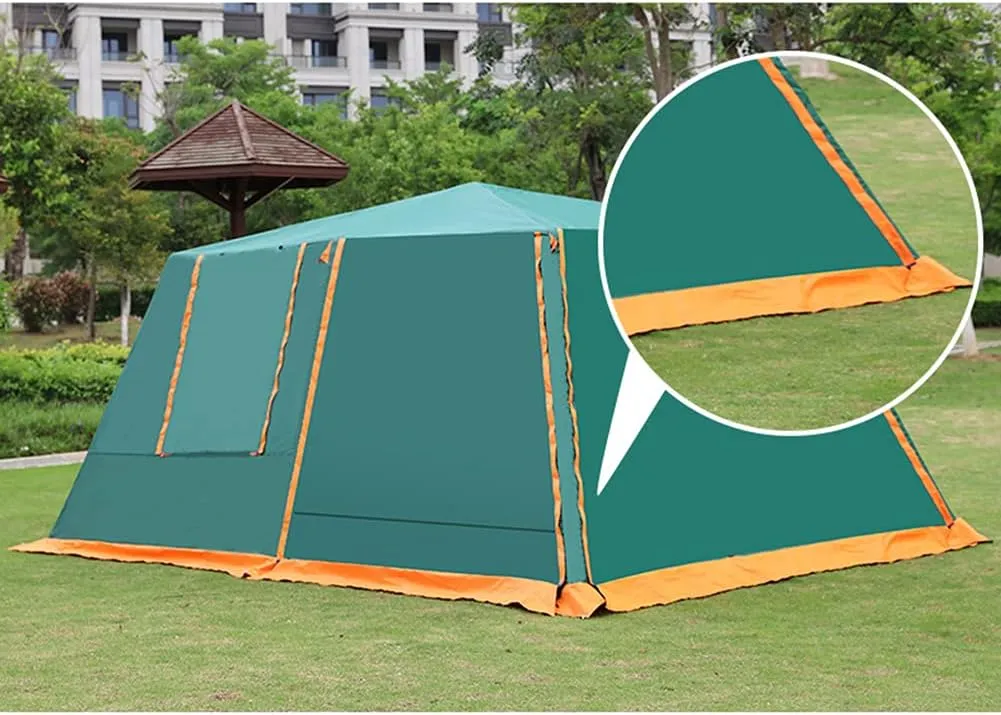 Dome Tent with Porch Automatic Pop Up Tent Sun Shelter Easy Set Up Double Layer Family Camping Tents with Carrying Bag for Outdoor Camping, Fishing, BBQ, 5, Green