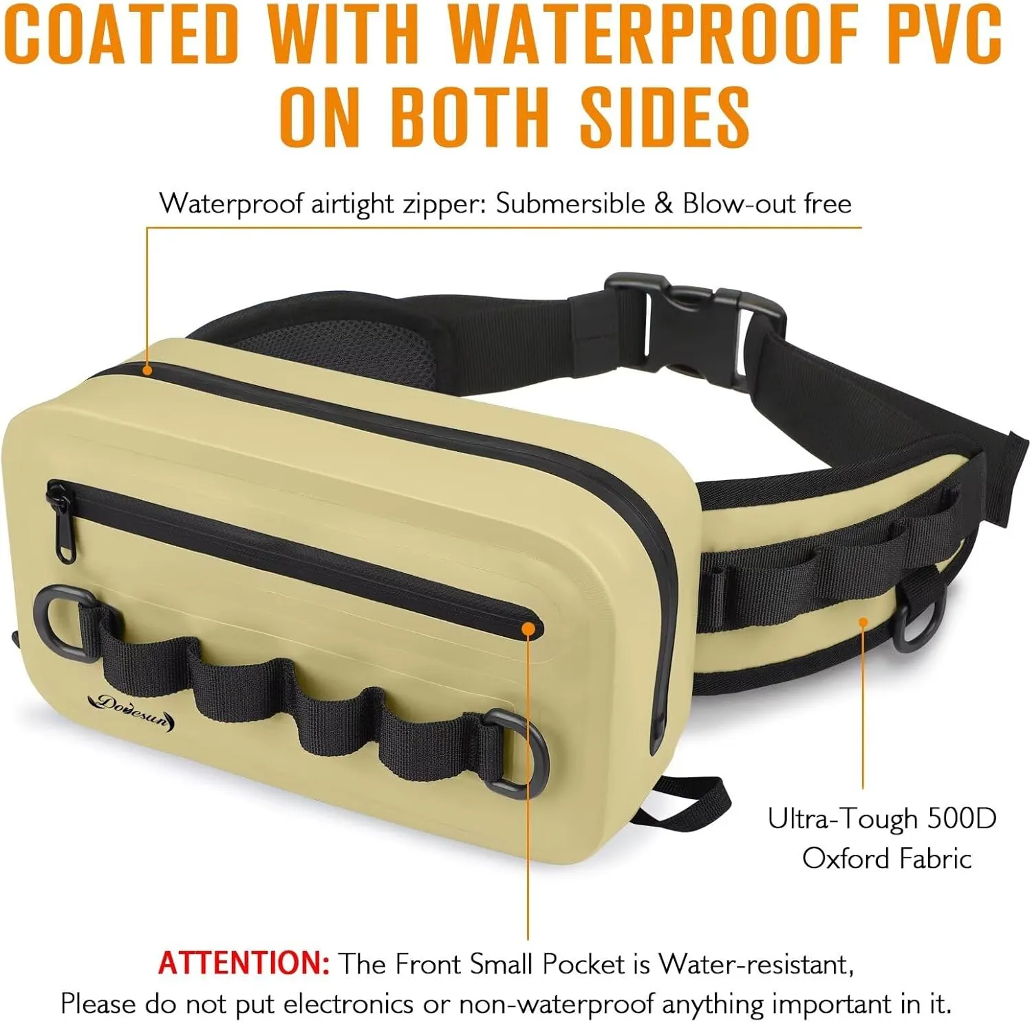 Dovesun Waterproof Fishing Fanny Pack for Men 3.3L Fly Fishing Bag Chest Pack with Airtight Zipper