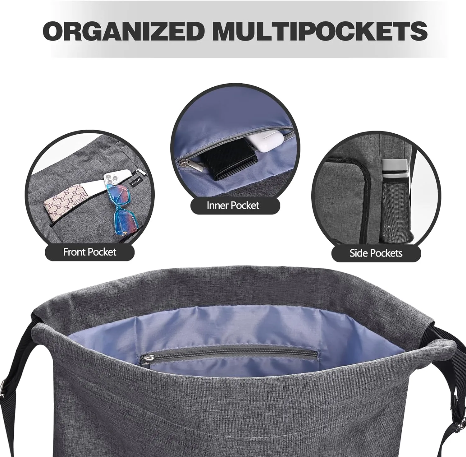 Drawstring Backpack with Wet Pocket & Shoe Compartment, Water-Resistant Sports Gym Beach Swim String Bag for Women Men(Grey)
