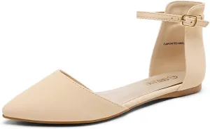 DREAM PAIRS Flapointed Women's Casual D'Orsay Pointed Plain Ballet Comfort Soft Slip On Flats Shoes