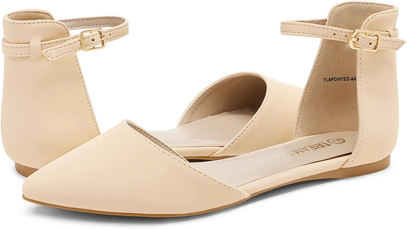 DREAM PAIRS Flapointed Women's Casual D'Orsay Pointed Plain Ballet Comfort Soft Slip On Flats Shoes
