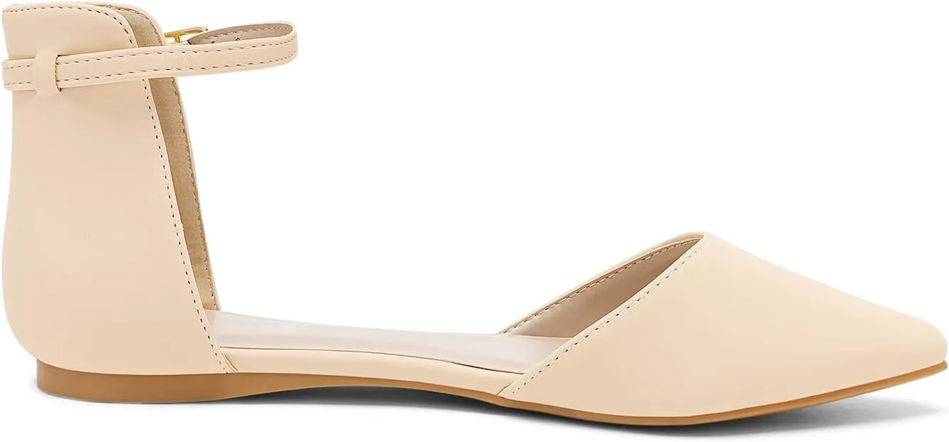 DREAM PAIRS Flapointed Women's Casual D'Orsay Pointed Plain Ballet Comfort Soft Slip On Flats Shoes