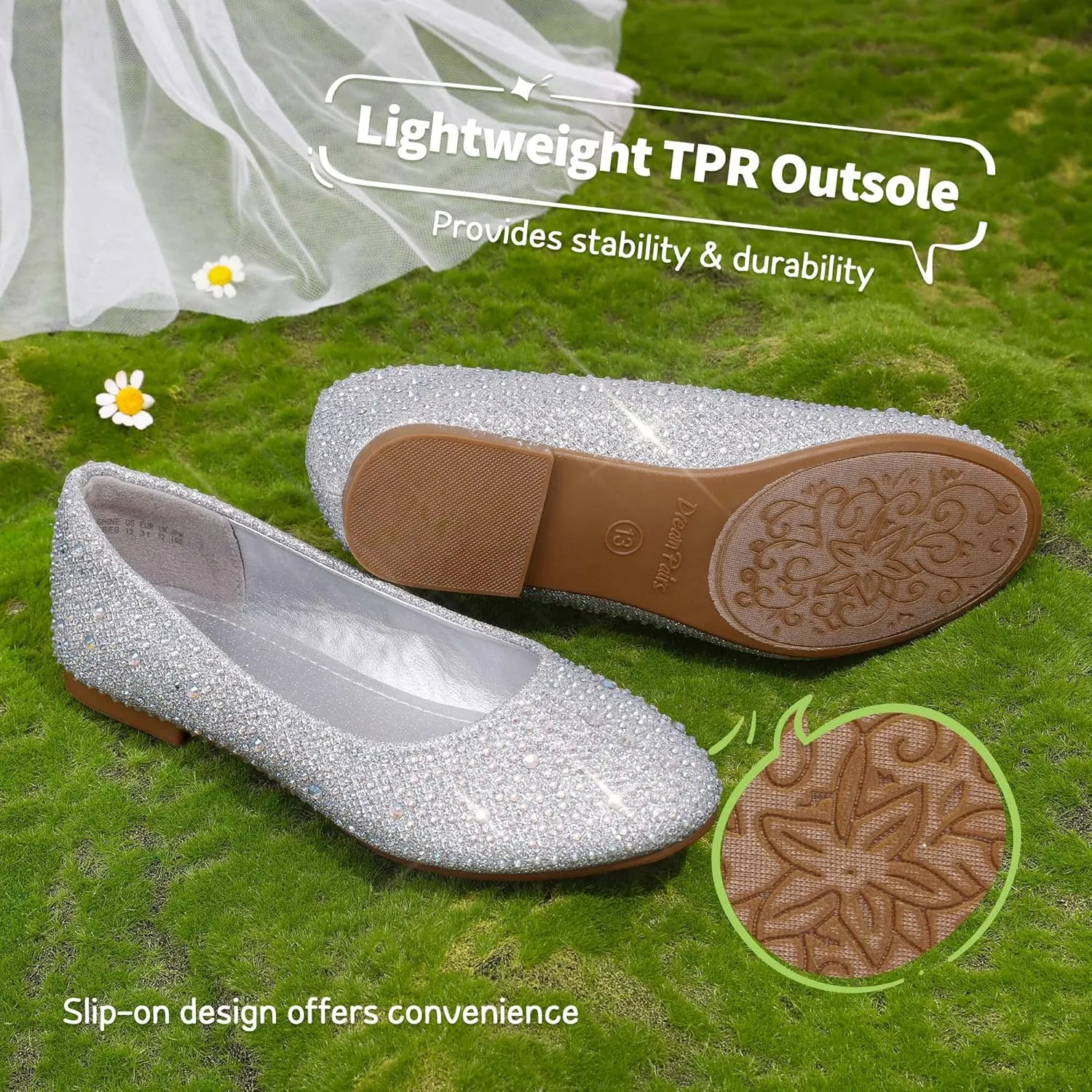 DREAM PAIRS Girls Dress Shoes Slip on Ballerina Flats for Wedding/Party