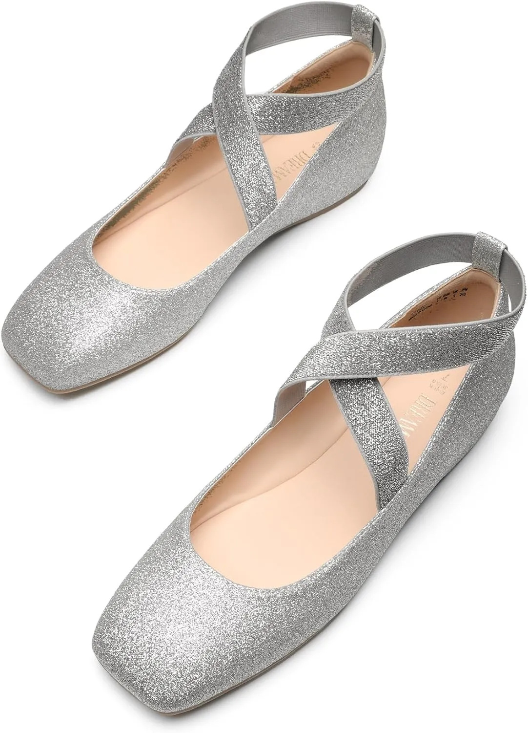 DREAM PAIRS Women's Ballet Flats, Comfortable Slip-On Square Toe Dress Shoes with Elastic Ankle Straps