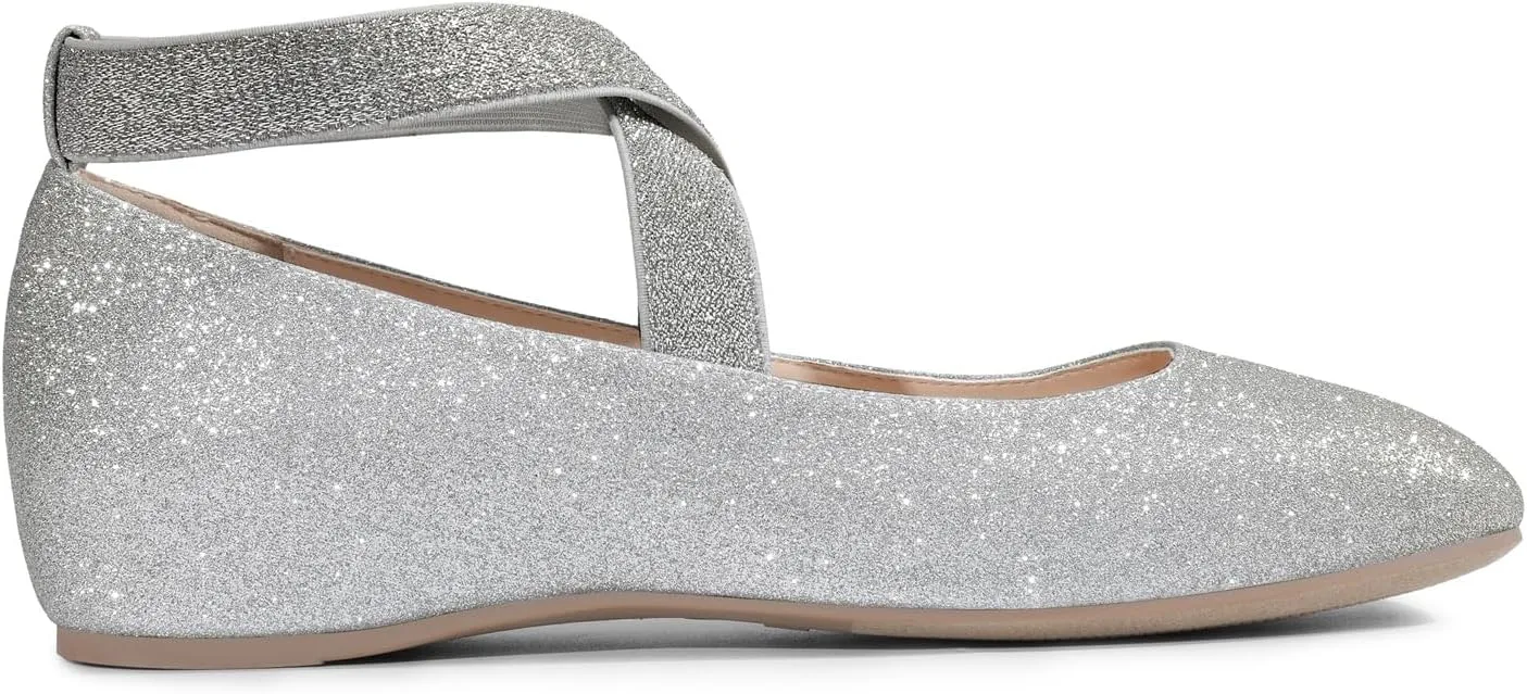 DREAM PAIRS Women's Ballet Flats, Comfortable Slip-On Square Toe Dress Shoes with Elastic Ankle Straps