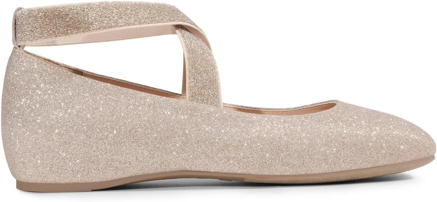 DREAM PAIRS Women's Ballet Flats, Comfortable Slip-On Square Toe Dress Shoes with Elastic Ankle Straps