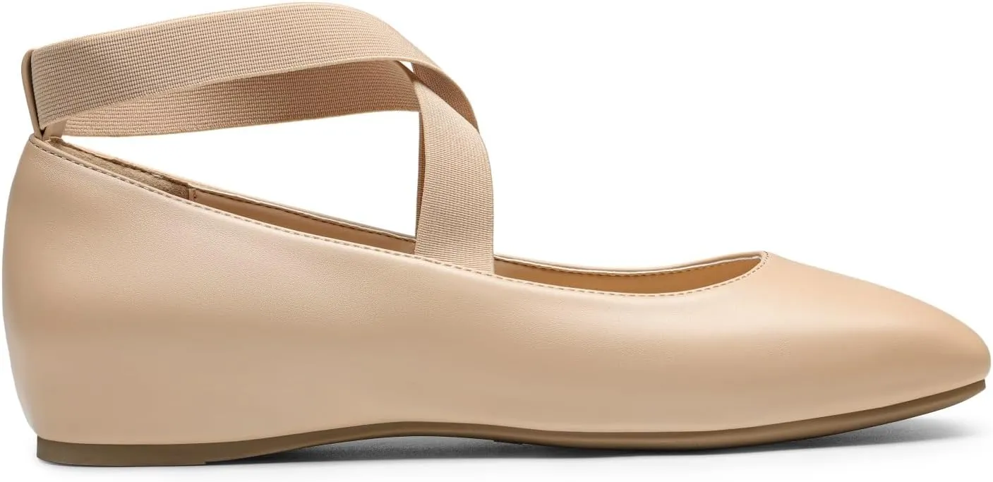 DREAM PAIRS Women's Ballet Flats, Comfortable Slip-On Square Toe Dress Shoes with Elastic Ankle Straps