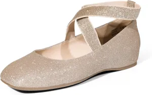 DREAM PAIRS Women's Ballet Flats, Comfortable Slip-On Square Toe Dress Shoes with Elastic Ankle Straps