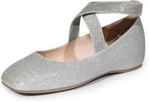 DREAM PAIRS Women's Ballet Flats, Comfortable Slip-On Square Toe Dress Shoes with Elastic Ankle Straps