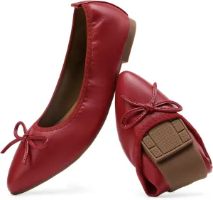 DREAM PAIRS Women's Foldable Flats Shoes Pointed Toe Ballet Flats Bowknot Comfort Slip on Dress Shoes