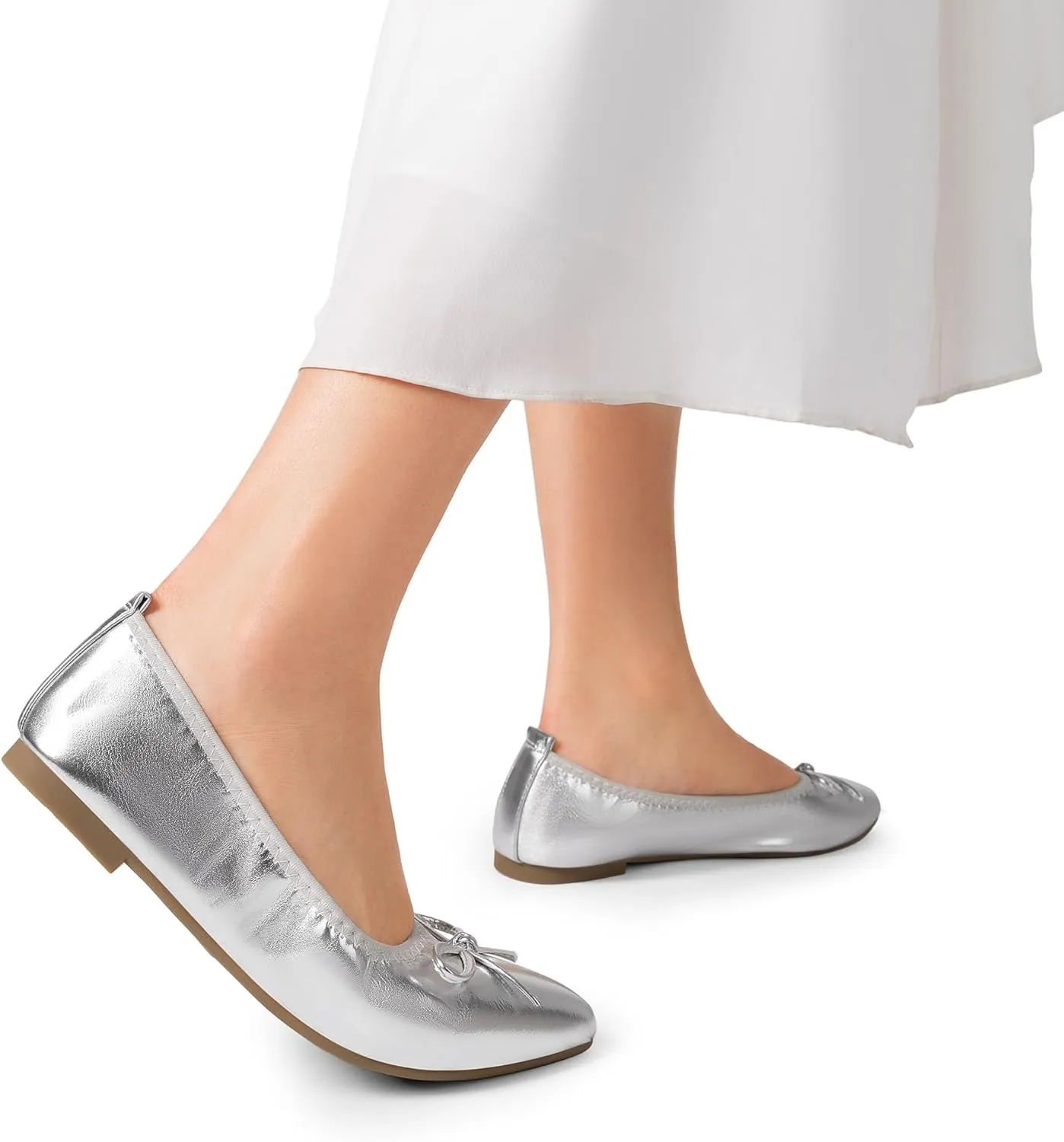DREAM PAIRS Women's Foldable Flats Shoes Pointed Toe Ballet Flats Bowknot Comfort Slip on Dress Shoes