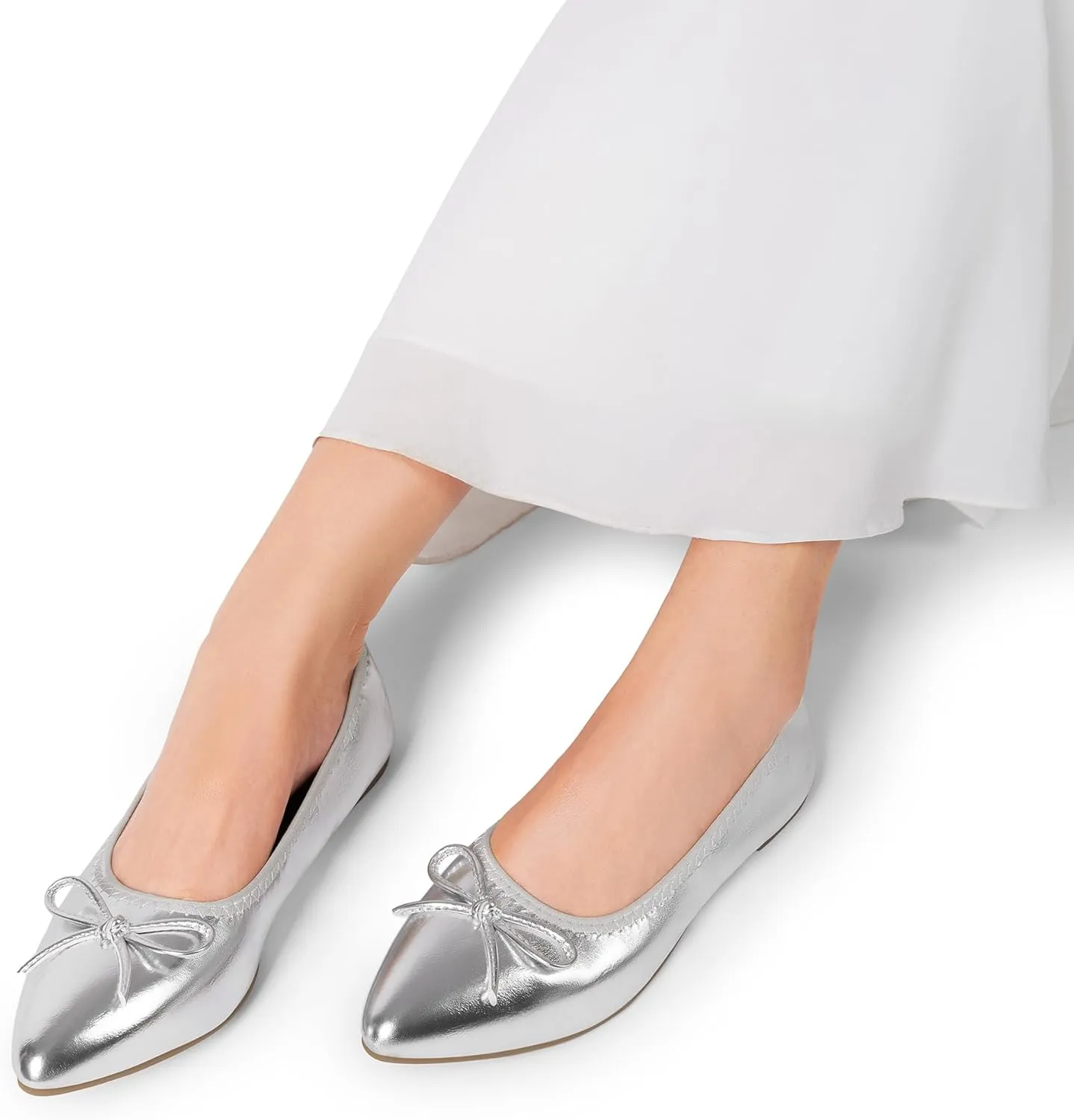 DREAM PAIRS Women's Foldable Flats Shoes Pointed Toe Ballet Flats Bowknot Comfort Slip on Dress Shoes