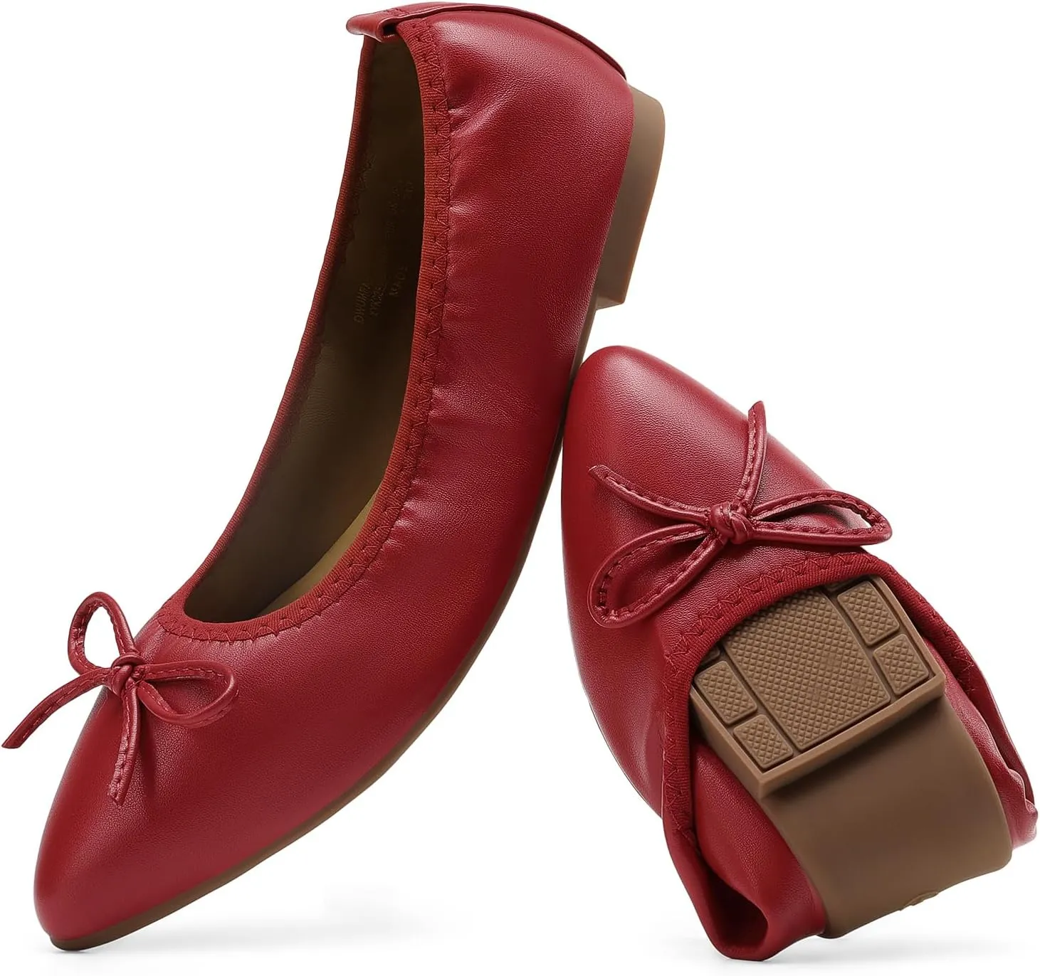 DREAM PAIRS Women's Foldable Flats Shoes Pointed Toe Ballet Flats Bowknot Comfort Slip on Dress Shoes