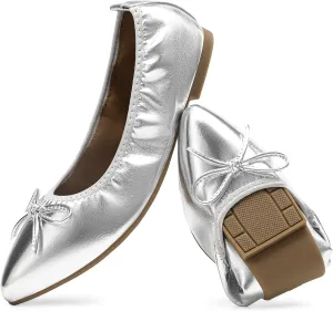 DREAM PAIRS Women's Foldable Flats Shoes Pointed Toe Ballet Flats Bowknot Comfort Slip on Dress Shoes