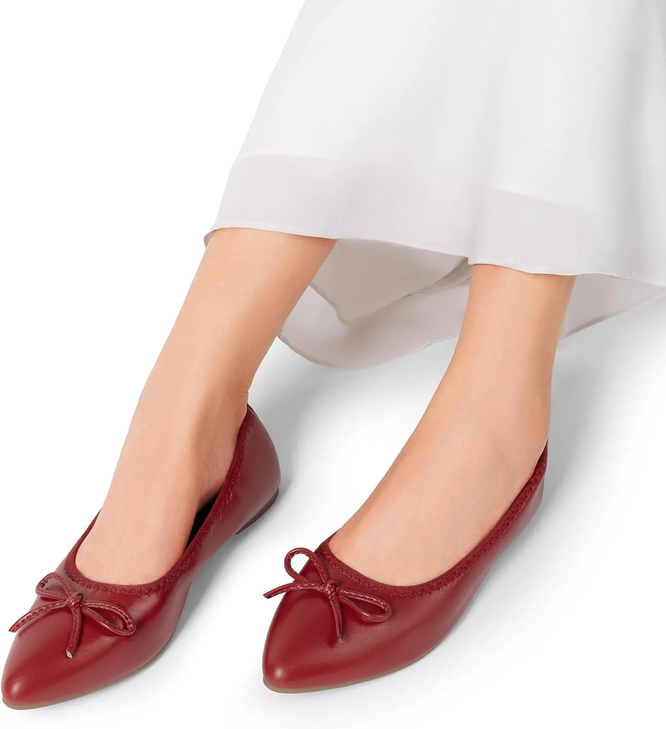 DREAM PAIRS Women's Foldable Flats Shoes Pointed Toe Ballet Flats Bowknot Comfort Slip on Dress Shoes