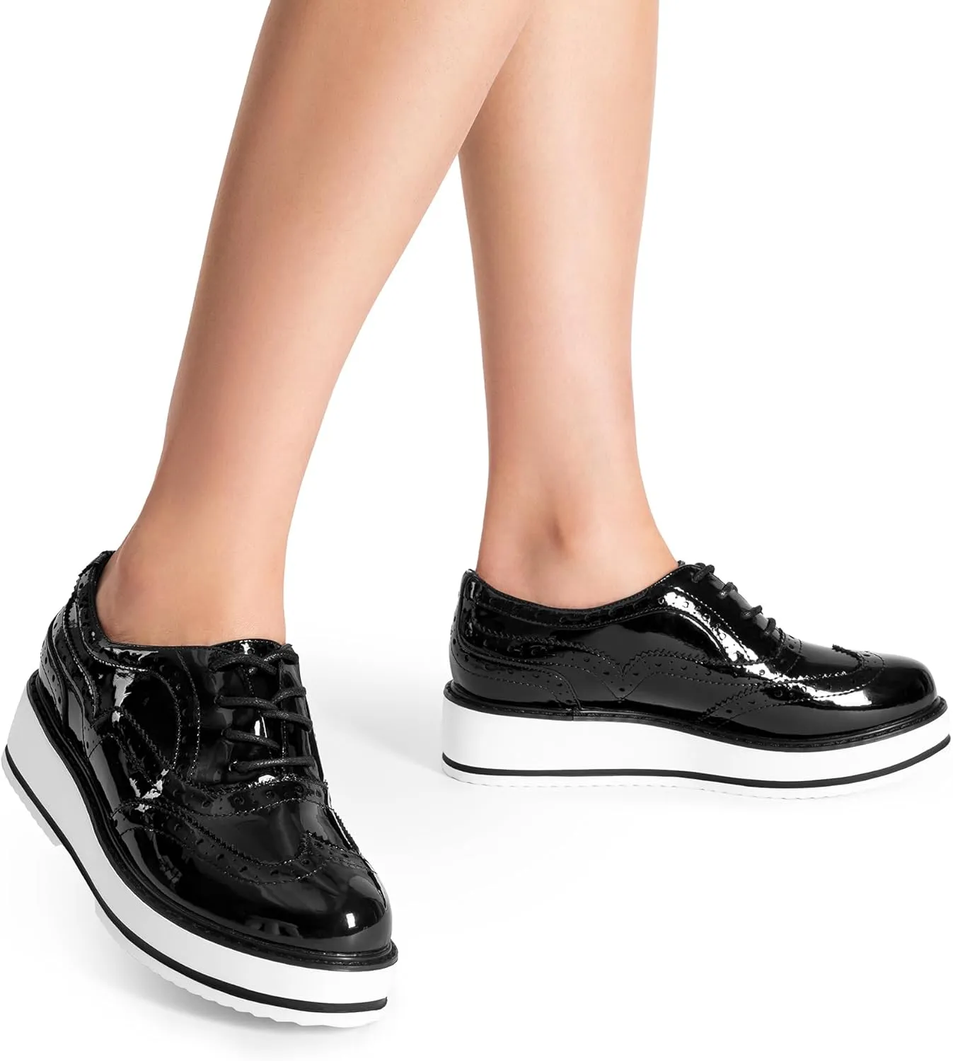 DREAM PAIRS Women's Platform Oxfords Lace-up Wingtips Round Toe Dress Shoes